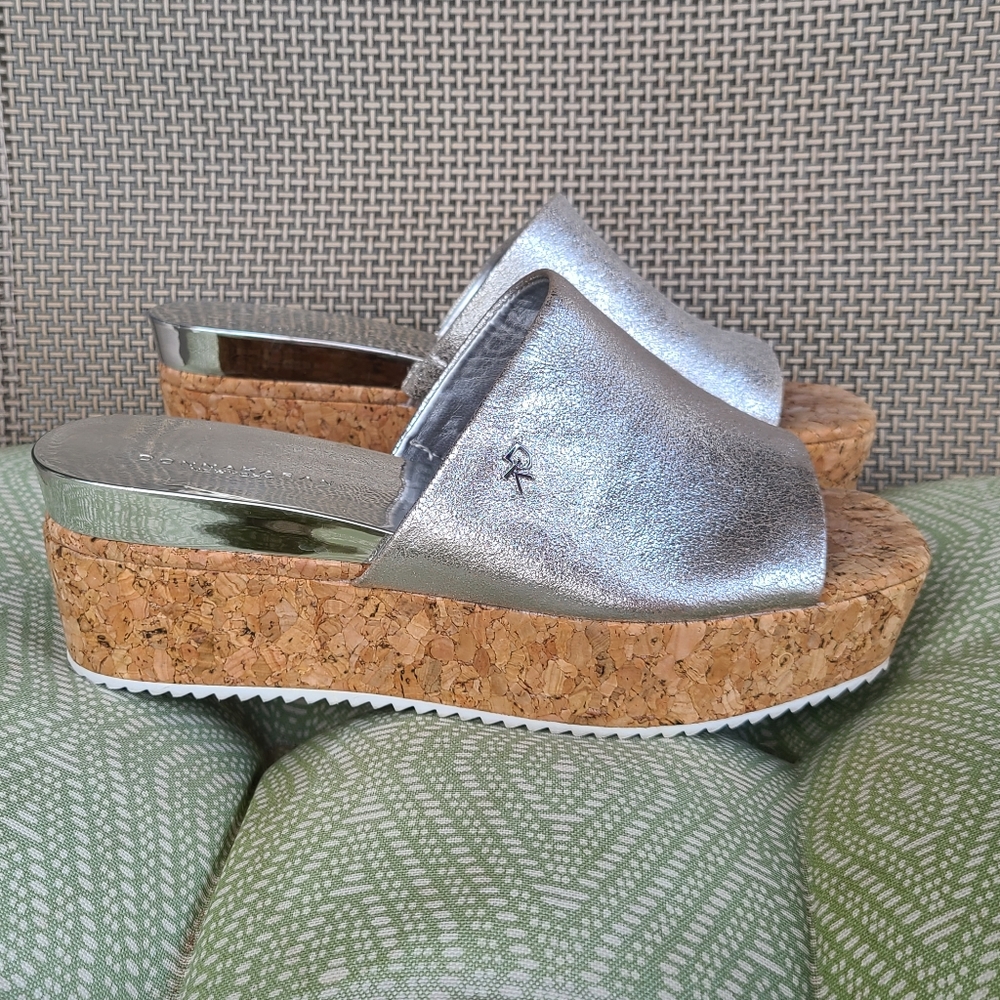 DKNY Deena platform slides silver size 6.5